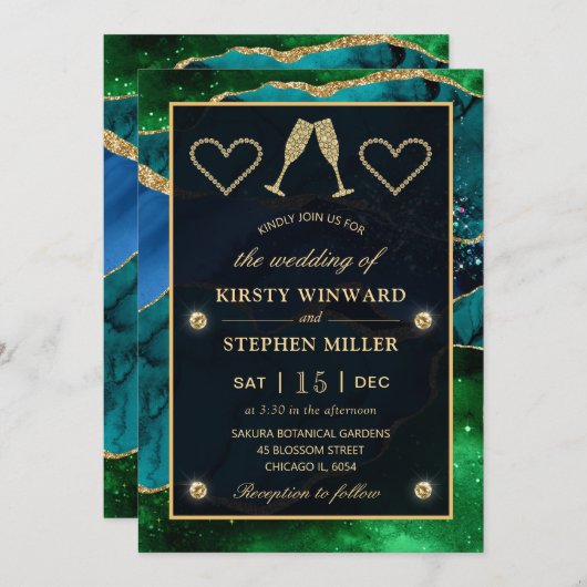 Blauw en groen en goudbruin bruinbruin kaart (Voorkant / Achterkant)