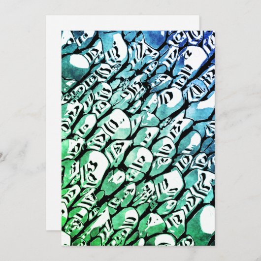 Blauw en groen feestdagenkaart (Voorkant / Achterkant)