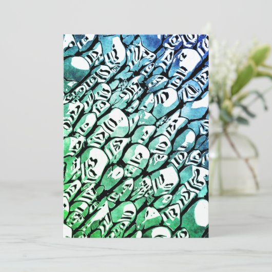 Blauw en groen feestdagenkaart (Staand voorkant)