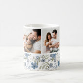 Blauw en groen Floral 4 Foto Collage Aangepast Koffiemok (Center)
