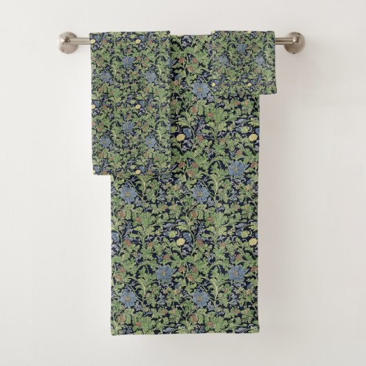 Blauw en groen Floral ontwerp Bad Handdoek (Insitu)