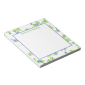 Blauw en Groen Floral Patroon met Naam Notitieblok (Schuin)
