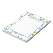 Blauw en Groen Floral Patroon met Naam Notitieblok (Linkerzijde)