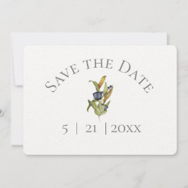 Blauw en groen Floral sparen Datum w Foto Save The Date
