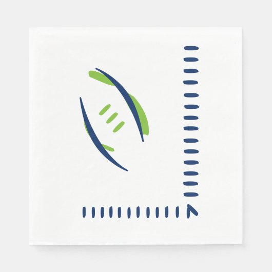 Blauw en groen Football Hashmarks Paper Napkins Servet (Voorkant)