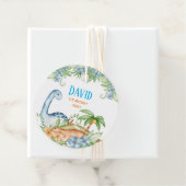 Blauw en Groen Fort Dinosaur verjaardag Bedankjes Labels (In situ)