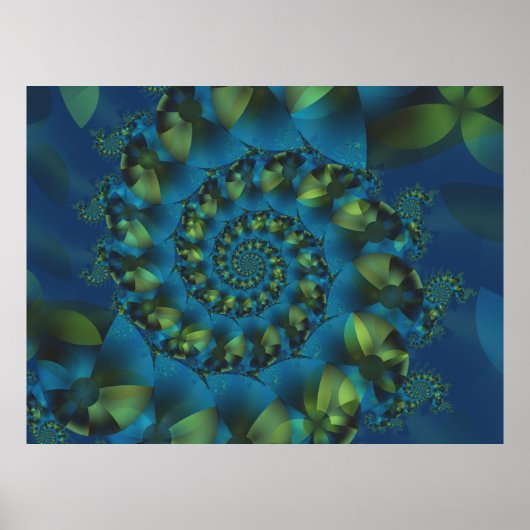 Blauw en groen fractaal Poster (Voorkant)