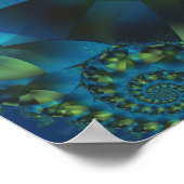 Blauw en groen fractaal Poster (Hoek)