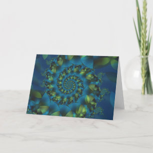 Blauw en groen fractaal Wenskaart Kaart