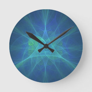 Blauw en groen fractal ronde klok