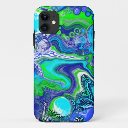 Blauw en groen gekleurd kunstkleurverfeffect Case-Mate iPhone case (Achterkant)