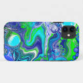 Blauw en groen gekleurd kunstkleurverfeffect Case-Mate iPhone case (Achterkant (horizontaal))
