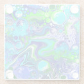 Blauw en groen gekleurd kunstkleurverfeffect glazen onderzetter (Achterkant)