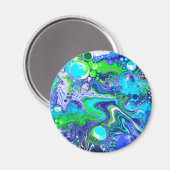 Blauw en groen gekleurd kunstkleurverfeffect magneet (Voorkant / Achterkant)