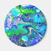 Blauw en groen gekleurd kunstkleurverfeffect magneet (Voorkant)