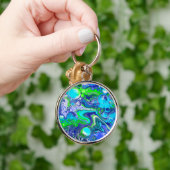 Blauw en groen gekleurd kunstkleurverfeffect sleutelhanger (Hand)