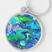 Blauw en groen gekleurd kunstkleurverfeffect sleutelhanger (Voorkant)