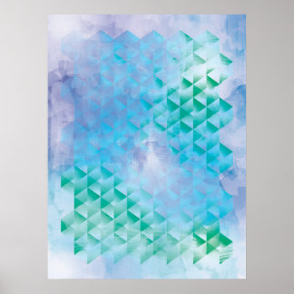 Blauw en groen geometrisch poster