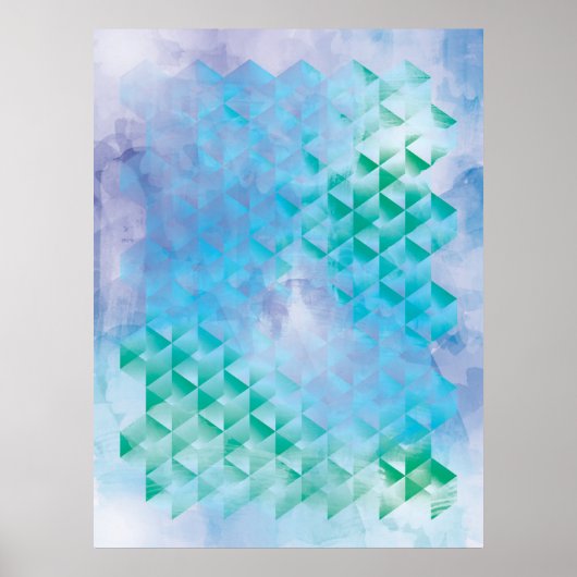 Blauw en groen geometrisch poster (Voorkant)