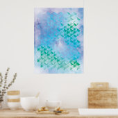 Blauw en groen geometrisch poster (Keuken)