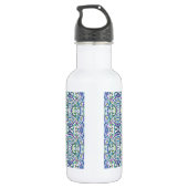 Blauw en groen geometrisch waterfles  (Achterkant)