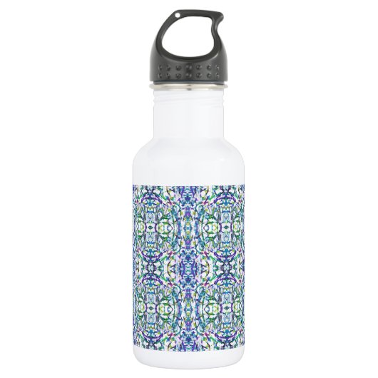 Blauw en groen geometrisch waterfles  (Voorkant)