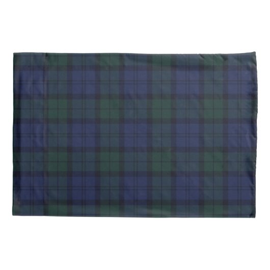 Blauw en groen geplakt tartan kussensloop (Achterkant)