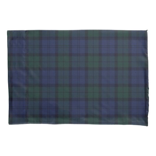 Blauw en groen geplakt tartan kussensloop (Voorkant)