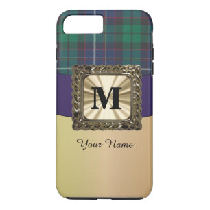 Blauw en groen geplakt tartan monogram Case-Mate iPhone case