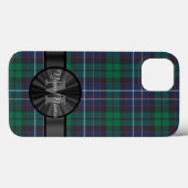 Blauw en groen geplakt tartan monogram Case-Mate iPhone case (Achterkant (horizontaal))