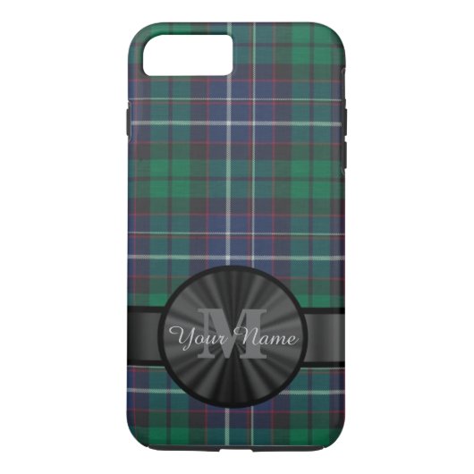Blauw en groen geplakt tartan monogram Case-Mate iPhone case (Achterkant)