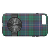Blauw en groen geplakt tartan monogram Case-Mate iPhone case (Achterkant (Horizontaal))