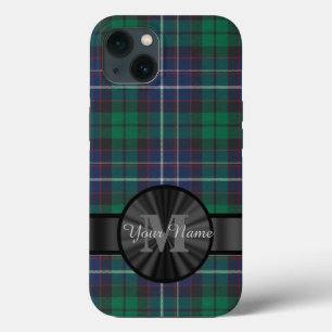 Blauw en groen geplakt tartan monogram iPhone 13 hoesje
