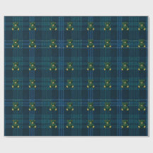 Blauw en groen geruit cadeaupapier met teddybeer