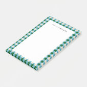Blauw en groen geruit gepersonaliseerd post-it® notes (Schuin)