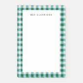 Blauw en groen geruit gepersonaliseerd post-it® notes (Voorkant)