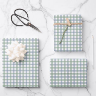 Blauw en groen geruit Kerstmis Inpakpapier Vel