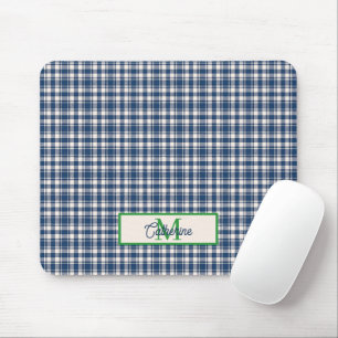 Blauw en groen geruit plaid tartan monogram muismat
