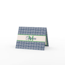 Blauw en groen geruit plaid tartan monogram