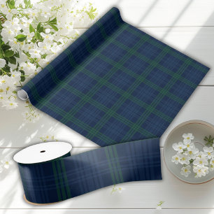Blauw en groen geruit preppy chic cadeaupapier