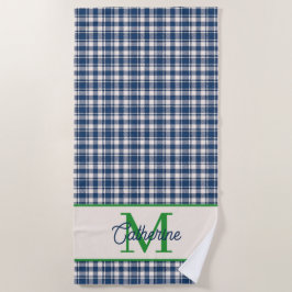 Blauw en groen geruit Schots geruit monogram Strandlaken