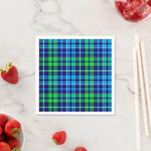 Blauw en groen geruit tartan marineblauw servet