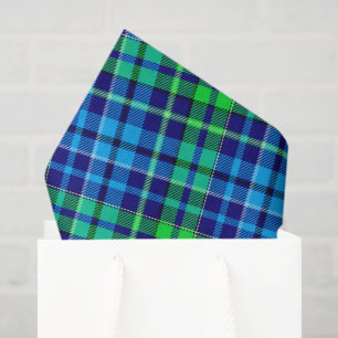 Blauw en groen geruit tartan marineblauw tissuepapier