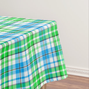 Blauw en groen geruit tartan wit tafelkleed