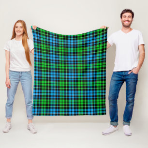 Blauw en groen geruit tartan zwart fleece deken