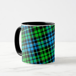 Blauw en groen geruit tartan zwart mok
