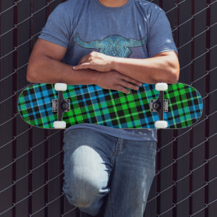Blauw en groen geruit tartan zwart persoonlijk skateboard