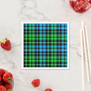 Blauw en groen geruit tartan zwart servet