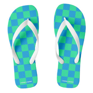 blauw en groen geruit teenslippers