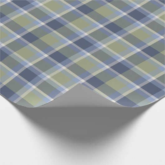 Blauw en groen geruite inpakpapier (Hoek)